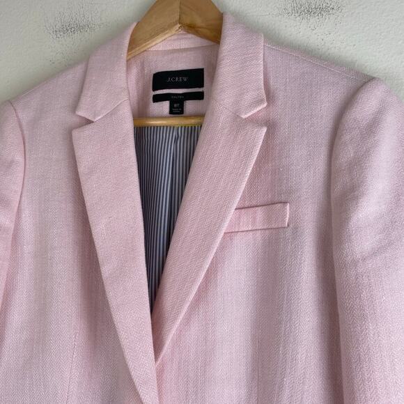 J. Crew Dalton Blazer Size 8T Light Pink Linen Cotton Tall Old Money Yacht Club - Picture 7 of 12